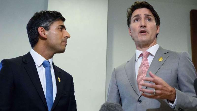 UK's Sunak Calls Canadian PM for De-Escalation in Ottawa-Delhi Row