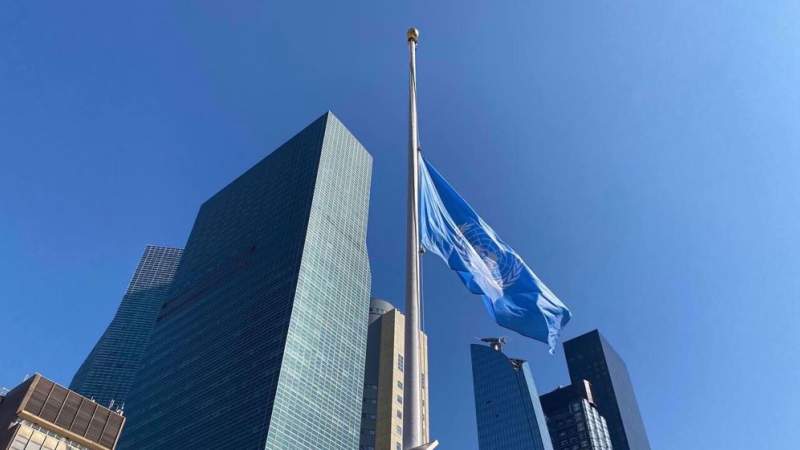  UN Flag at Half Mast to Respect Martyrs of Iran’s Copter Crash 