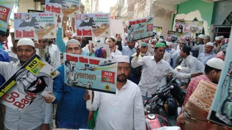 Massive Demonstrations in India Call for Ending War on Yemen, Reject Visit of Bin Salman