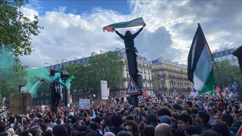 10,000 Demonstrate in Paris Near Israeli Embassy to Condemn Rafah Massacre