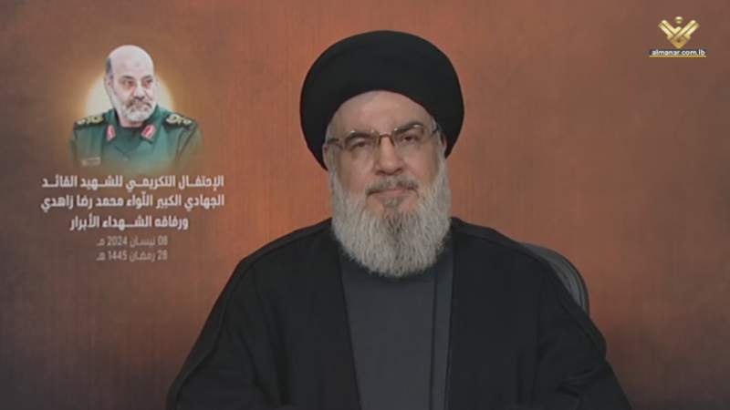 Late IRGC Commander Zahedi a True Supporter of Gaza: Nasrallah
