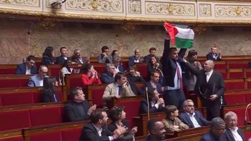 French MP Suspended for Waving Palestinian Flag